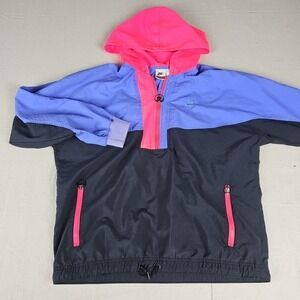 Nike Cross Training Anorak Womens Large 1/2 Zip Pink Purple Black Windbreaker